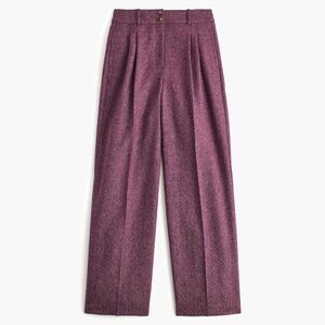 J. Crew Collection High Waist Wide Leg Tweed Wool pants in Mulberry Size 10